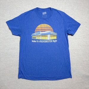 Blockbuster Mens Tshirt Medium Blue Make It A Blockbuster Night Retro Graphic